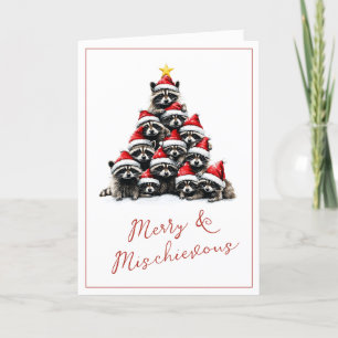 Tarjeta Festiva Raccoon Christmas Tree Greetings Cuidad