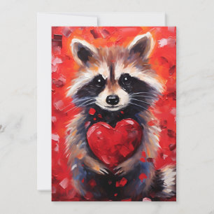 Tarjeta Festiva Raccoon Día de San Valentín