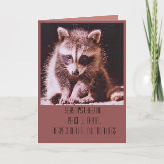Tarjeta Festiva Raccoon Kit Christmas Greetings Holiday Card
