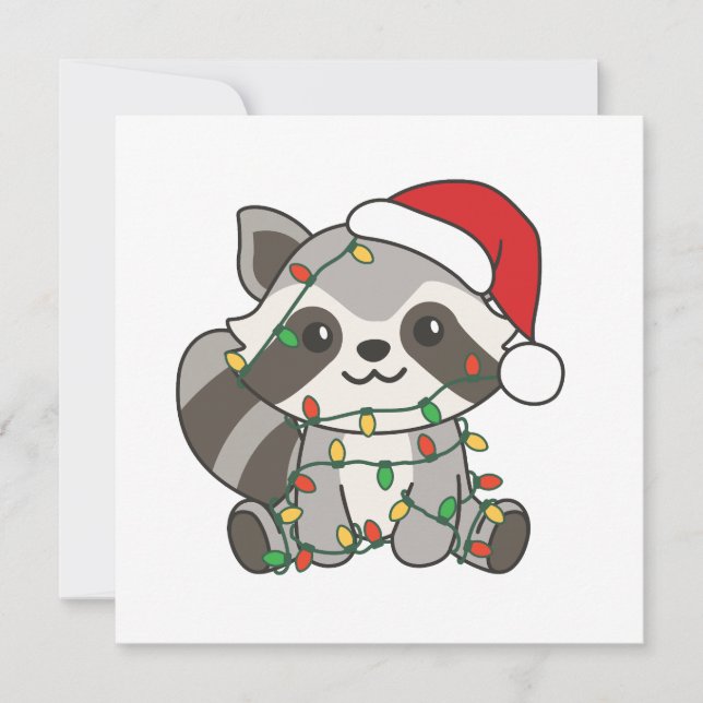 Tarjeta Festiva Raccoon Navidades Animales de Invierno Raccoons (Anverso)