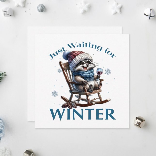 Tarjeta Festiva Raccoon sentado en una mecedora. (Subido por el creador)