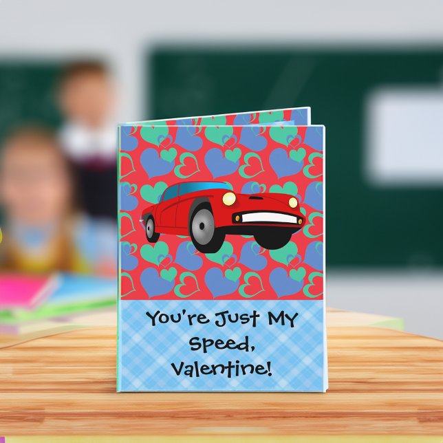 Tarjeta Festiva Race Car de San Valentín (boys valentine card race car)