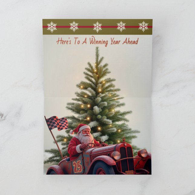 Tarjeta Festiva Racing Themed Christmas Card (Interior)