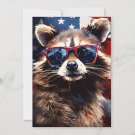 Tarjeta Festiva Racoon 4 de julio Día de la Independencia