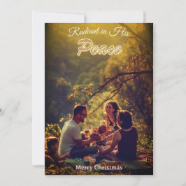 Tarjeta Festiva Radia en su Paz Religiosa Elegante Una Foto