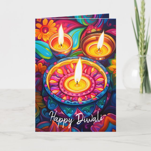 Tarjeta Festiva Radiación Diwali: Una fusión de tradiciones (Anverso)
