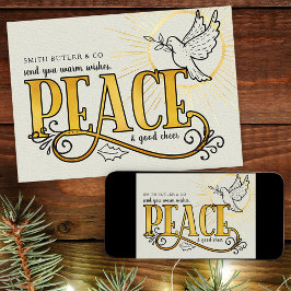 Tarjeta Festiva Radiant Dove Vintage Peace Typography Business