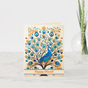 Tarjeta Festiva 🦚 Radiant Peacock Diwali Blessings