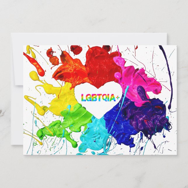 Tarjeta Festiva Rainbow Modern Stripe LGBT (Anverso)