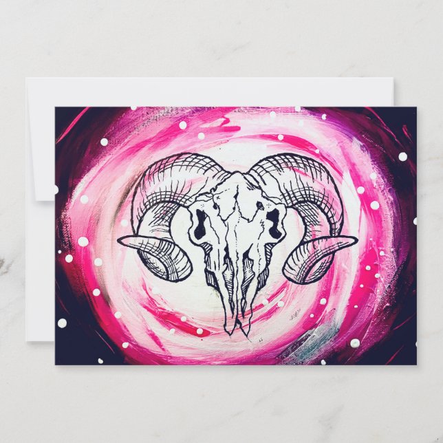 Tarjeta Festiva Ram Skull Art (Anverso)