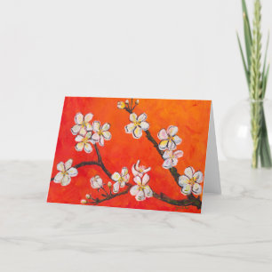 Tarjeta Festiva Rama blanca floreciente en primavera