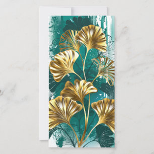 Tarjeta Festiva Rama con hojas doradas Ginko Biloba