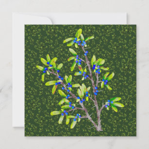 Tarjeta Festiva Rama de endrino verde oscuro