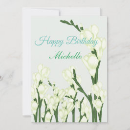 Tarjeta Festiva Rama de Freesia blanca.