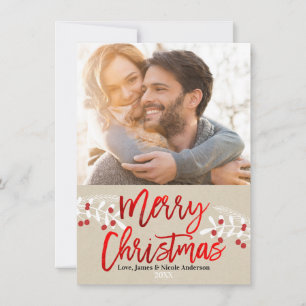 Tarjeta Festiva Rama de guión moderno de papel de aluminio rojo de