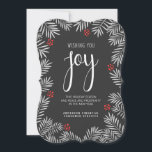 Tarjeta Festiva Rama de Pino de Chalkboard Holiday Joy<br><div class="desc">Las tarjetas planas de moda y económicas de la temporada navideña son ideales para uso personal o de negocios. Ramas clásicas de pino estacional con tipografía casual de estilo de pizarra. Una expresión alegre y luminosa de alegría navideña — Fácil de agregar su nombre de empresa o de negocio, familia,...</div>
