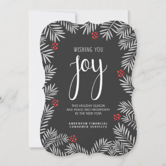 Tarjeta Festiva Rama de Pino de Chalkboard Holiday Joy
