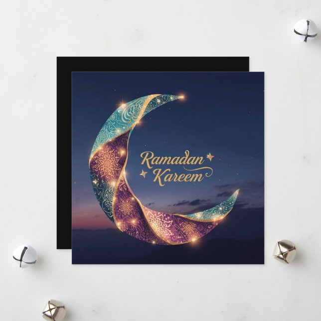 Tarjeta Festiva Ramadan Kareem holiday Personalized Hilal Card (Anverso/Reverso In Situ)