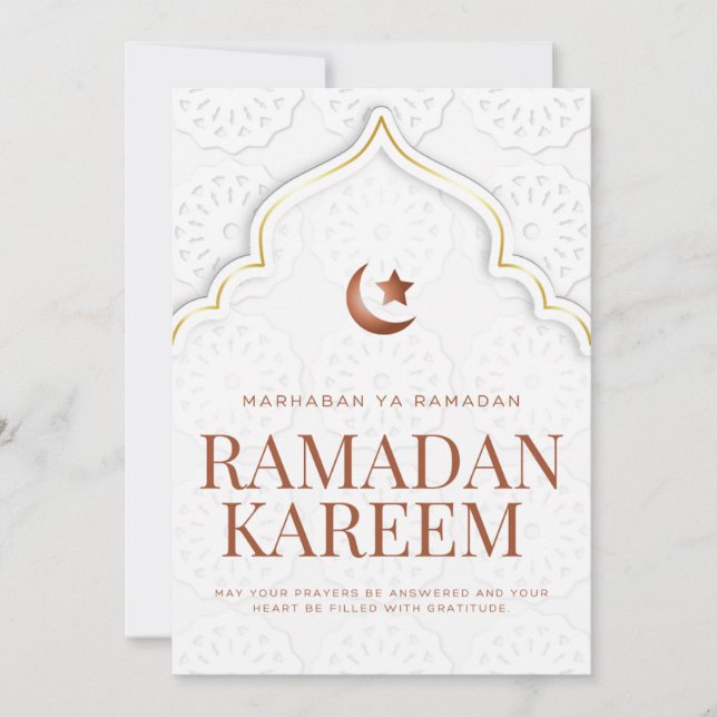 Tarjeta Festiva Ramadan Kareem Islamic Archway Art (Anverso)