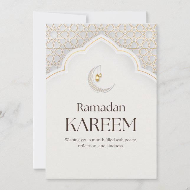 Tarjeta Festiva Ramadan Kareem Lantern & Crescent Art (Anverso)