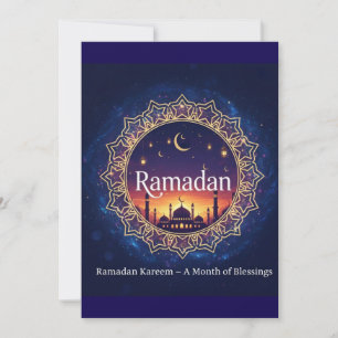 Tarjeta Festiva Ramadán Kareem Mubarak Creciente Islam Iftar Suhur