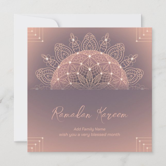 Tarjeta Festiva Ramadan Kareem Mubarak Elegant Mandala (Anverso)