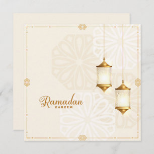 Tarjeta Festiva Ramadan Kareem Mubarak Linterna islámica dorada