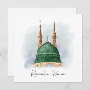 Tarjeta Festiva Ramadan Kareem Mubarak Watercolor Madina Munawwara