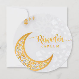 Tarjeta Festiva Ramadan Kareem Personalizado Círculo Blanco y Dora