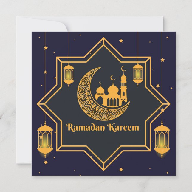Tarjeta Festiva Ramadan Mubarak Estrella de la Linterna islámica C (Anverso)