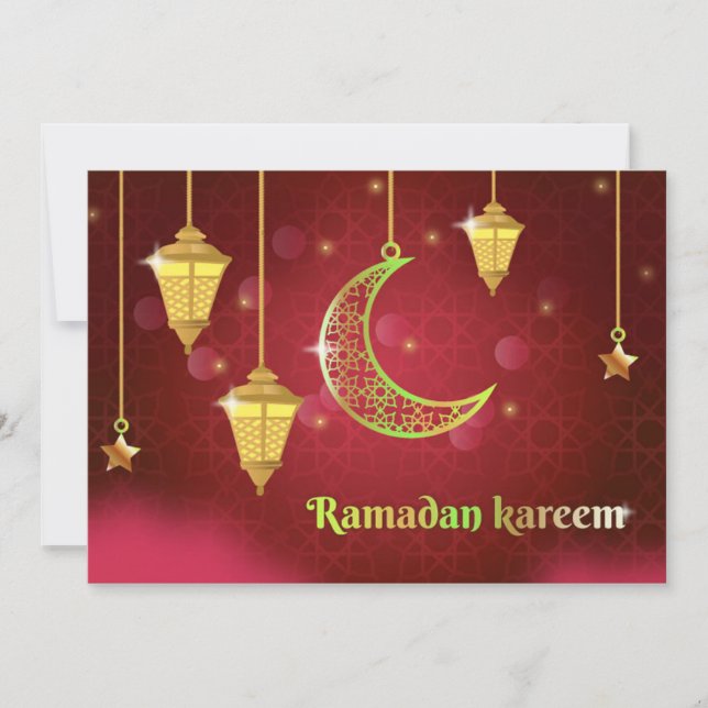 Tarjeta Festiva Ramadan Mubarak Estrella de la Media Luna Roja Isl (Anverso)