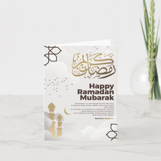 Tarjeta Festiva Ramadan Mubarak Golden Calligraphy Art (Anverso)