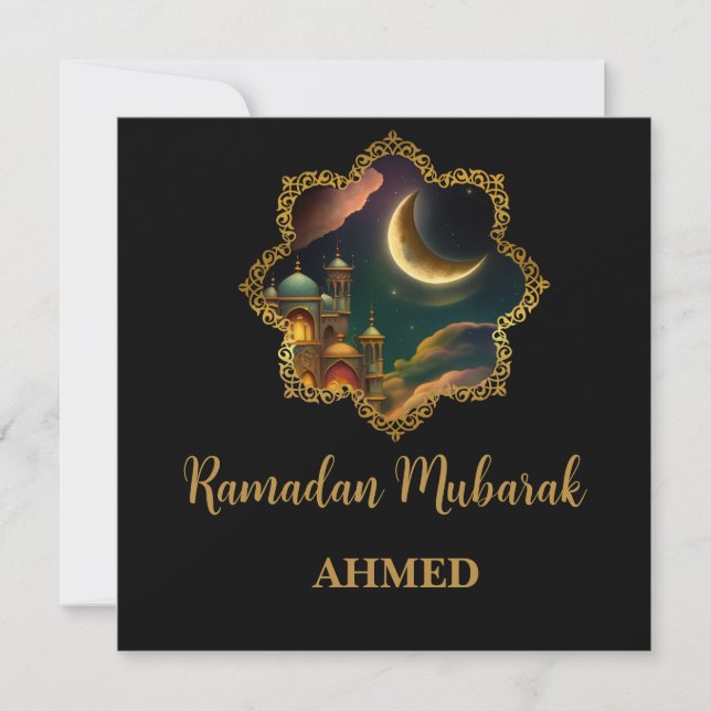 Tarjeta Festiva RAMADAN MUBARAK KAREEM 2024 nombre personalizado (Anverso)