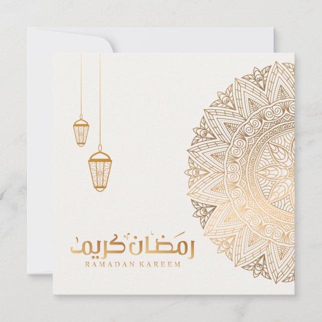 Tarjeta Festiva Ramadan Mubarak Kareem | Gold  (Anverso)