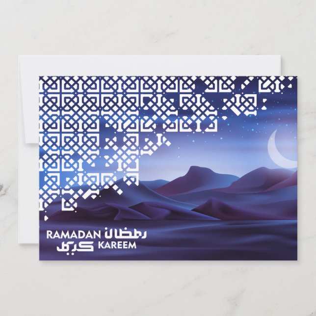 Tarjeta Festiva Ramadan Mubarak Noche del Desierto Mágico Crescent (Anverso)