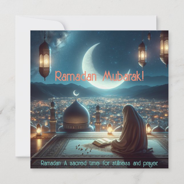 Tarjeta Festiva Ramadán Mubarak Tiempo sagrado para la quietud y l (Anverso)