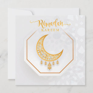 Tarjeta Festiva Ramadán personalizado Kareem blanco y dorado 2