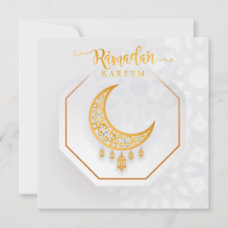 Tarjeta Festiva Ramadán personalizado Kareem blanco y dorado 2