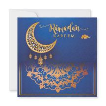 Ramadán personalizado Kareem Mubarak azul y dorado