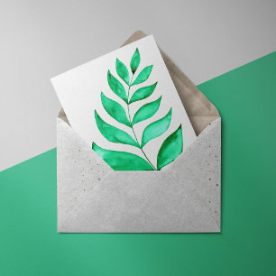 Tarjeta Festiva Ramas acuarelas simples - verde