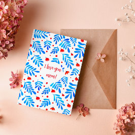 Tarjeta Festiva Ramas acuarelas y flores te amo mamá