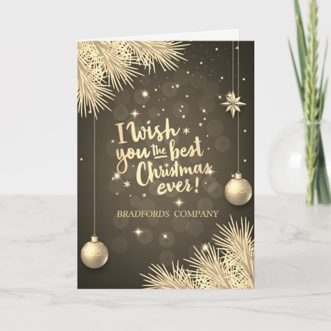 Tarjeta Festiva Ramas, Bolas, Te Deseo Los Mejores Navidades De La (Anverso)