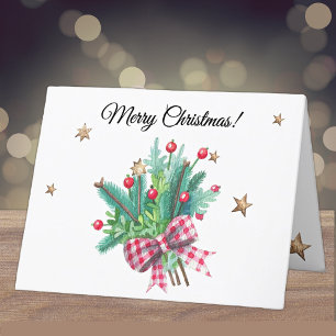 Tarjeta Festiva Ramas de abeto y bayas lindas personalizadas Feliz