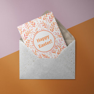 Tarjeta Festiva Ramas de acuarela pastel naranja y rosa