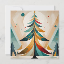 Tarjeta Festiva Ramas de Featherches de Navidades Geométricos Art 