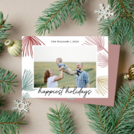 Tarjeta Festiva Ramas de pino festivas Felicidades navideñas foto 