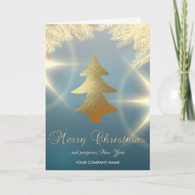 Tarjeta Festiva Ramas Gold Christmas Tree, Corporativas (Anverso)