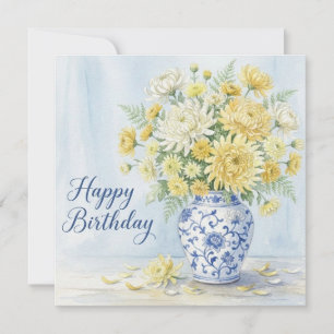 Tarjeta Festiva Ramo de crisantemos de otoño. Cumpleaños
