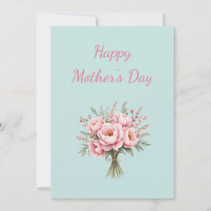 Tarjeta Festiva Ramo de flores de peonía rosa bonito para el Día d