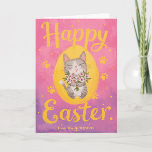 Tarjeta Festiva Ramo de gato lindo Pascua Personalizado Pascua 